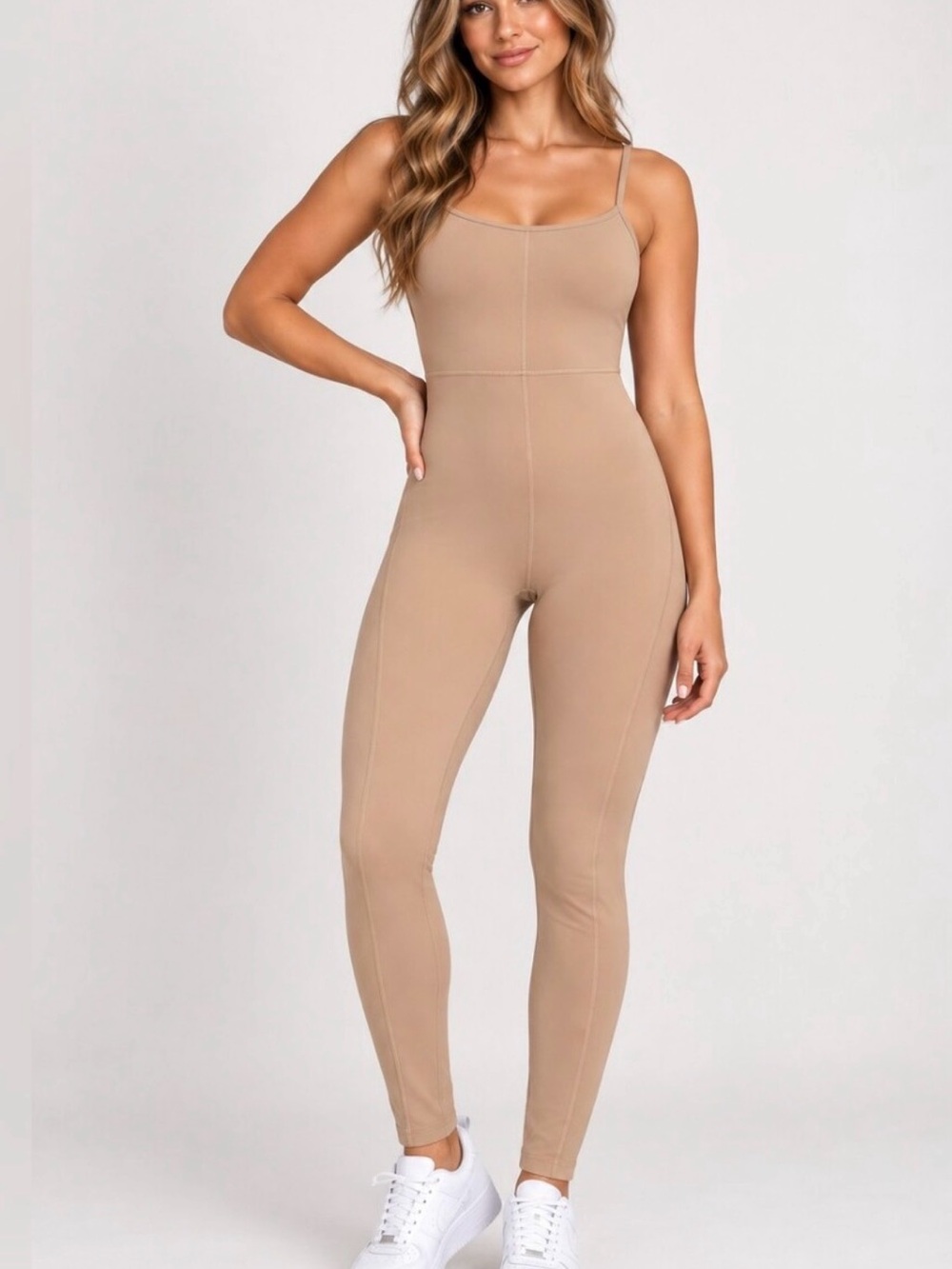 Wilfred bodycon Seamless Strappy Jumpsuit - Beige/Nude